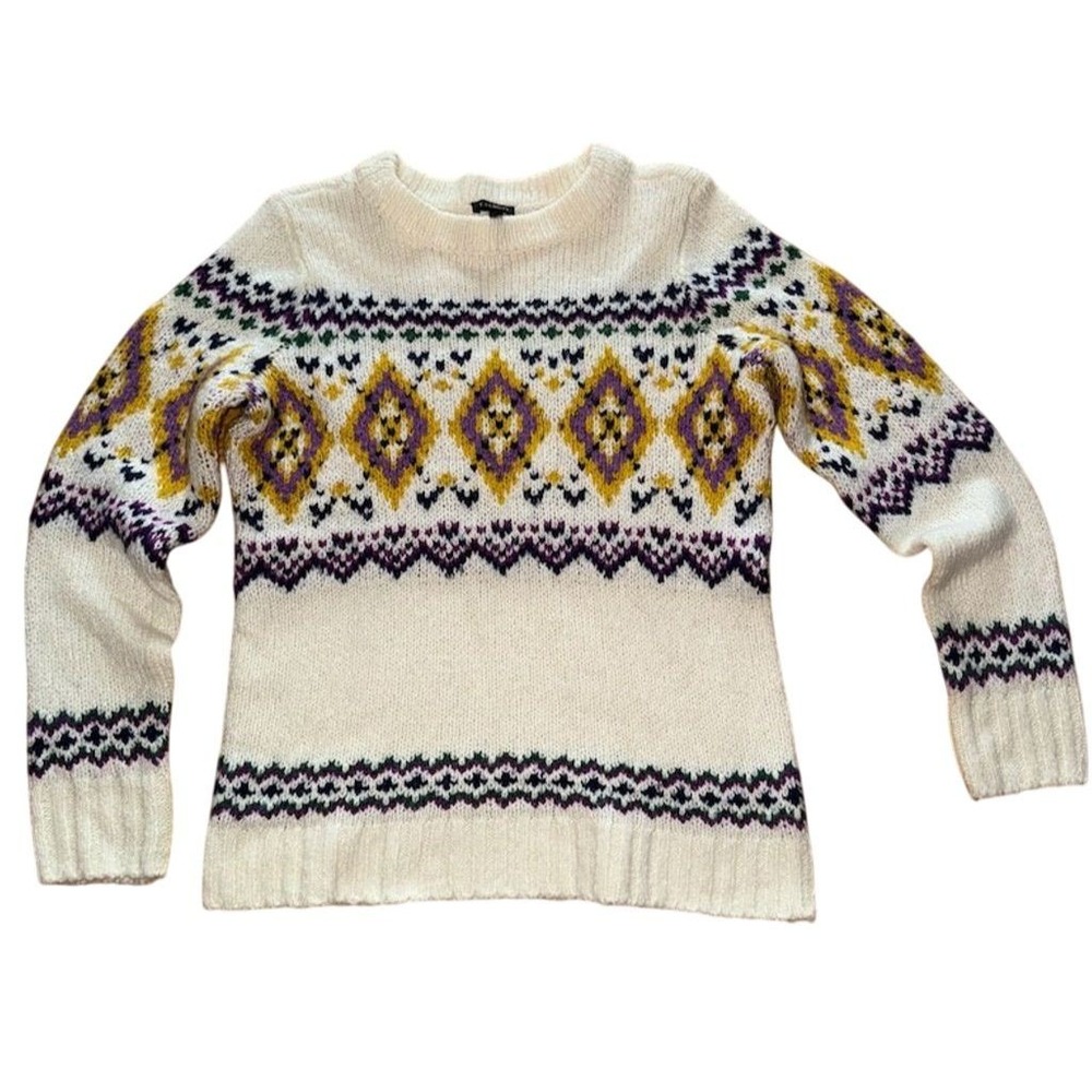 Talbots Women's Fair Isle Mock Neck Sweater Multicolor Size M old money classic